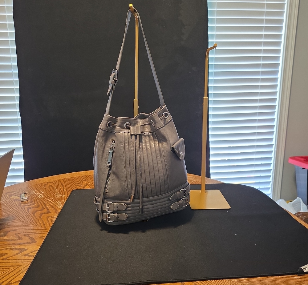 Linea Pelle Gray Bucket Hobo Shoulder Bag
